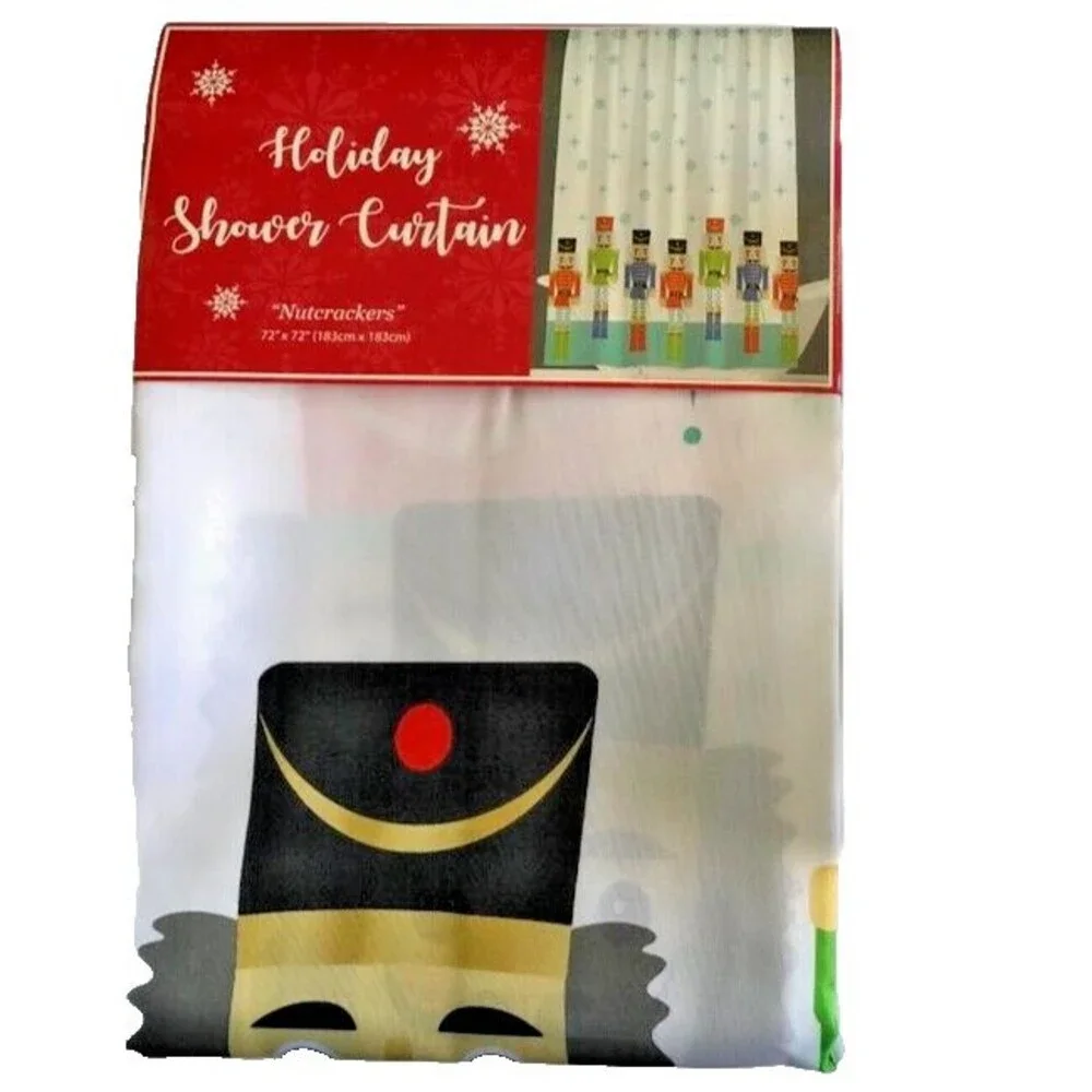Christmas Nutcracker Fabric Shower Curtain Bathroom Holiday Polyester 72x72